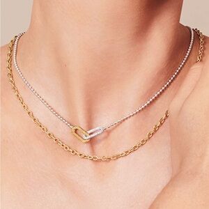 Lagos 18K Gold & Sterling Silver Caviar Lux-Clip Diamond Necklace 16-18"